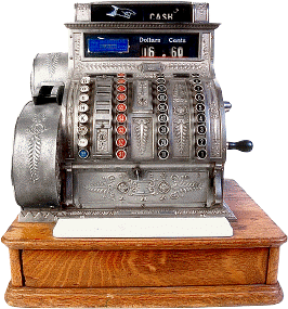Antique operado por manivela caixa registradora