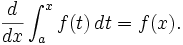 \ Frac {d} {dx} \ int_a ^ xf (t) \, dt = f (x).