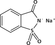 A estrutura química da sacarina.