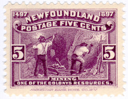 1897 Newfoundland selo postal, o primeiro no mundo a contar com mineração